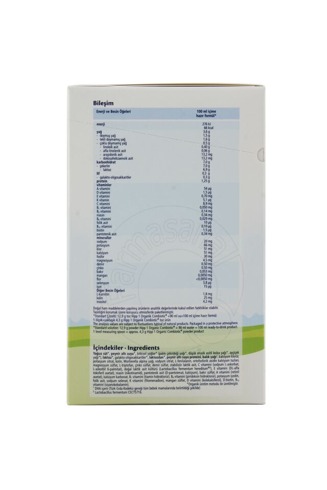 1 Organik Combiotic 800 gr Bebek Sütü