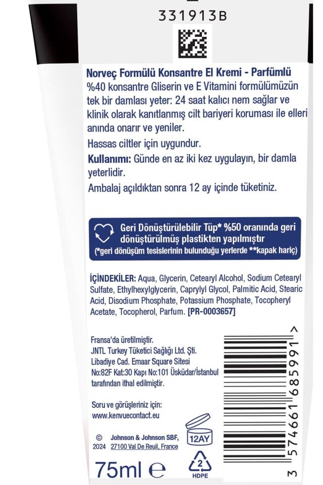 Konsantre Formüllü Parfümlü El Kremi 75 ml