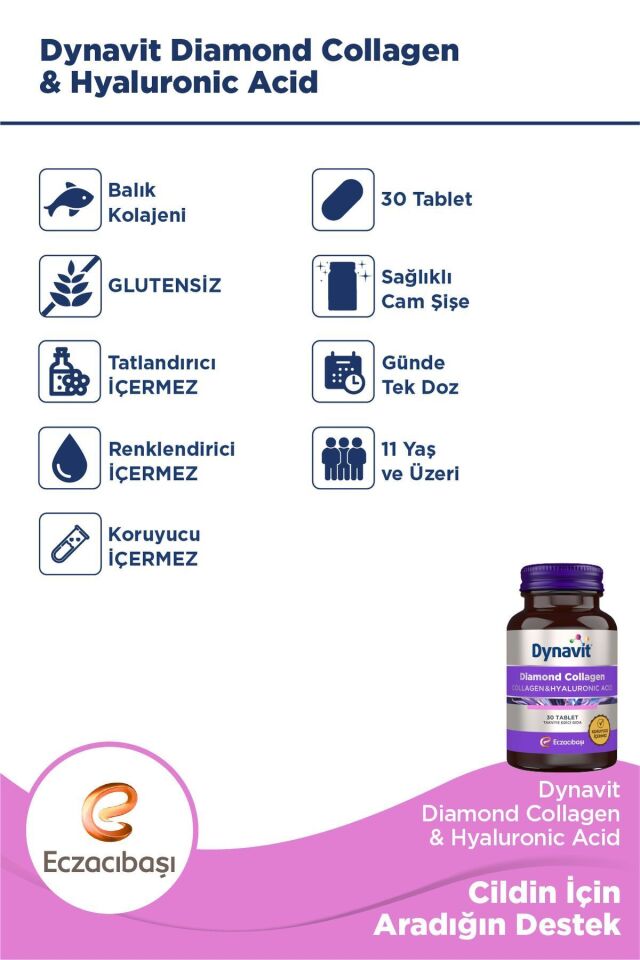 Collagen & Hyaluronic Acid 30 Tablet - Tip 1 Balık Kolajeni