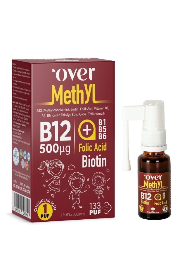 B12 Plus, Methylcobalamin, Biotin, Folik Asit, Vitamin B1, B5, B6 Içeren Tak. Edici Gıda Sprey 20 ml