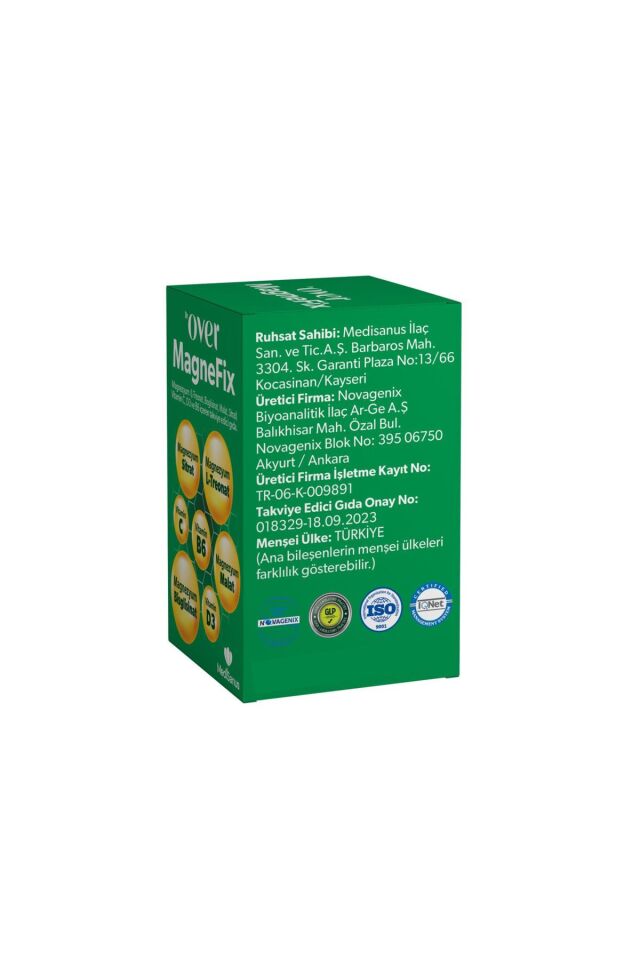 DR OVER Magnefix Magnezyum L-treonat Bisglisinat Malat Sitrat Vit C D3 Ve B6 Iç. G. Tak. 1 Kutu 60 Tablet