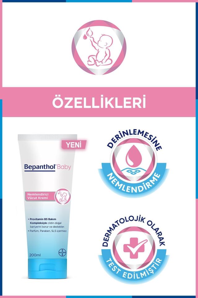 Baby Nemlendirici Vücut Kremi 200 ml Hassas ve Kuru Ciltler Için - Günlük Yoğun Nemlendirici Bakım