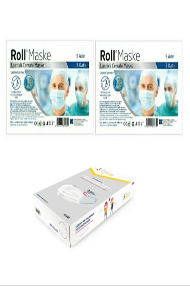 Unisex Beyaz Maske 10 Adet e Morsa Çocuk Maske 10 Adet
