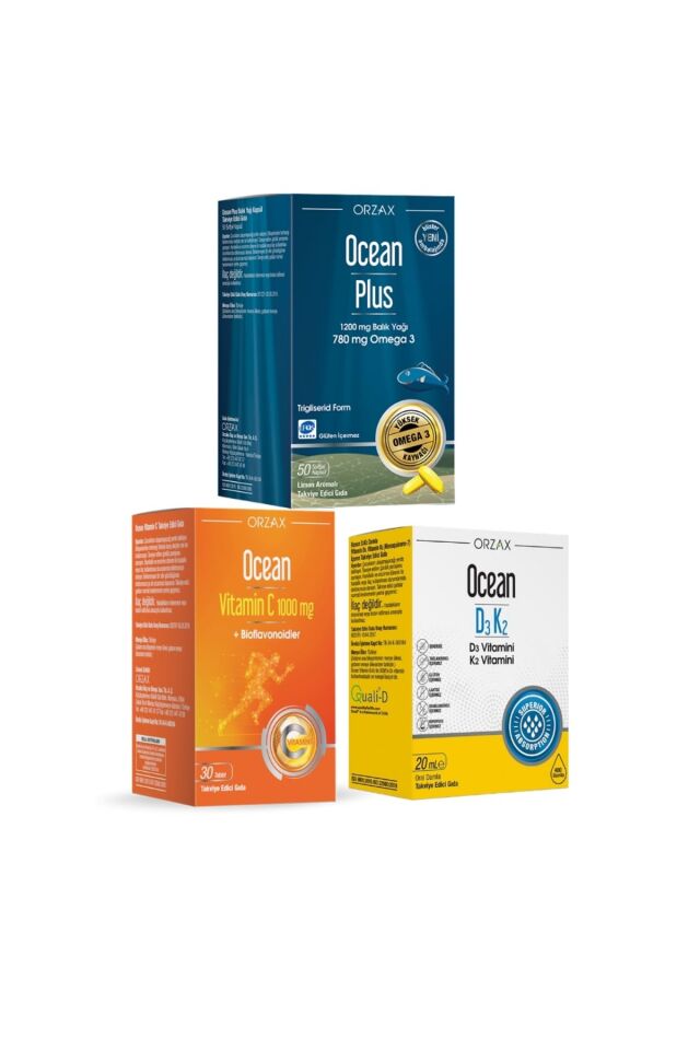 1200mg Balık Yağı + 1000mg C Vitamini + D3k2 Vitamini Damla Avantaj Paketi