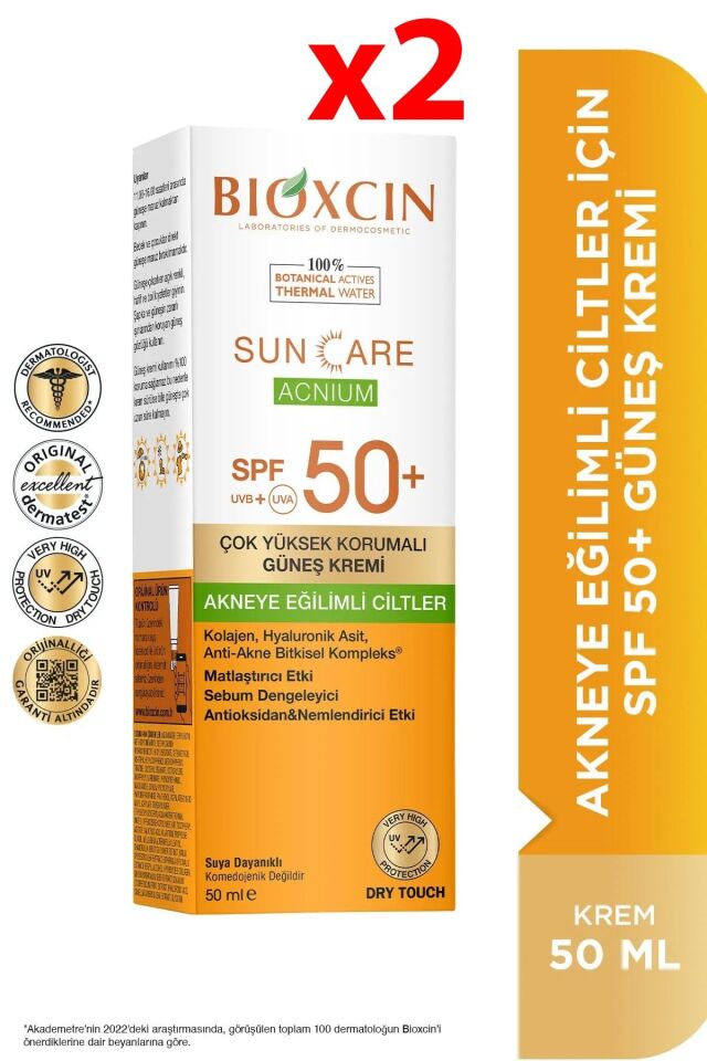 Sun Care Akneye Eğilimli Ciltler Için Güneş Kremi 50 Spf - Akne, Dry Touch, Mat - 2 Adet