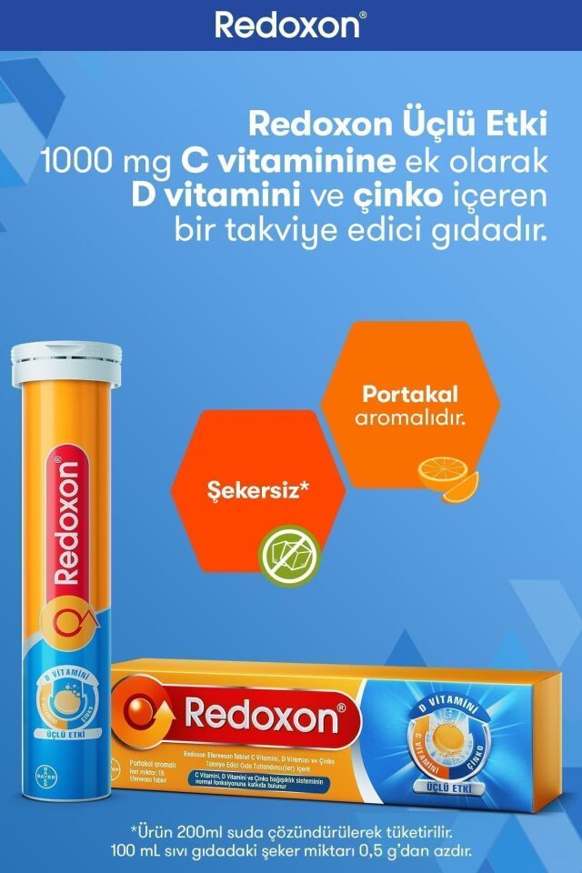 Üçlü Etki 15 Efervesan Tablet I 1000 Mg C Vitamini, D Vitamini Ve Çinko Içeren Takviye Edici