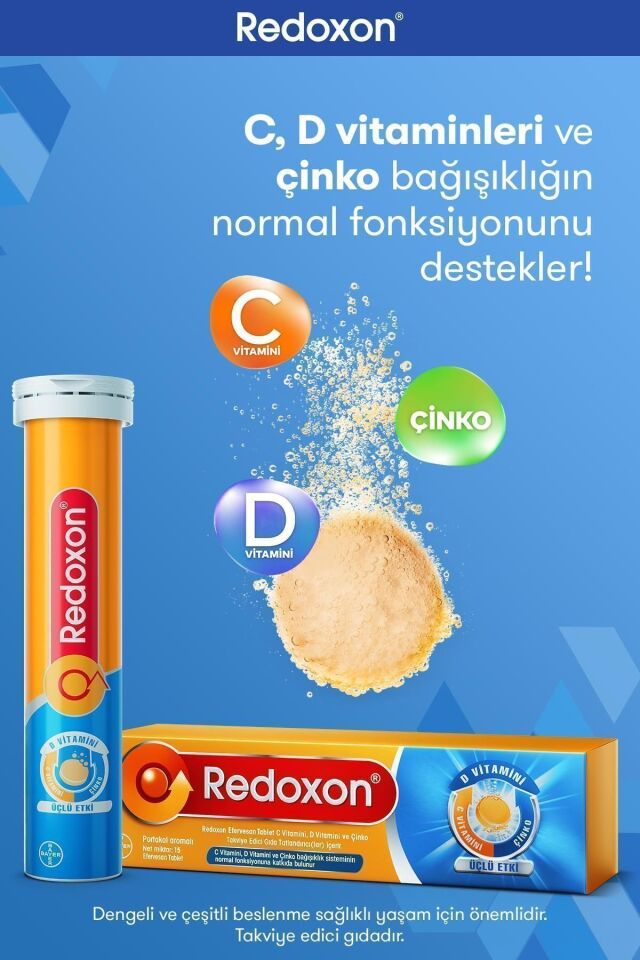 Üçlü Etki 15 Efervesan Tablet I 1000 Mg C Vitamini, D Vitamini Ve Çinko Içeren Takviye Edici