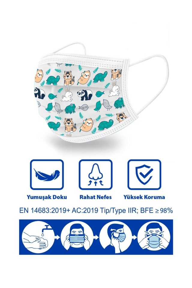 5 Kutu 10'lu Paket B-good Desenli Çocuk Maskesi