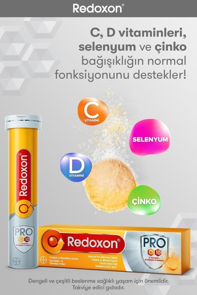 Pro 15 Efervesan Tablet: 1000 Mg C Vitamini, D Vitamini, Selenyum Ve Çinko Ile 7 Ekstra Vitamin