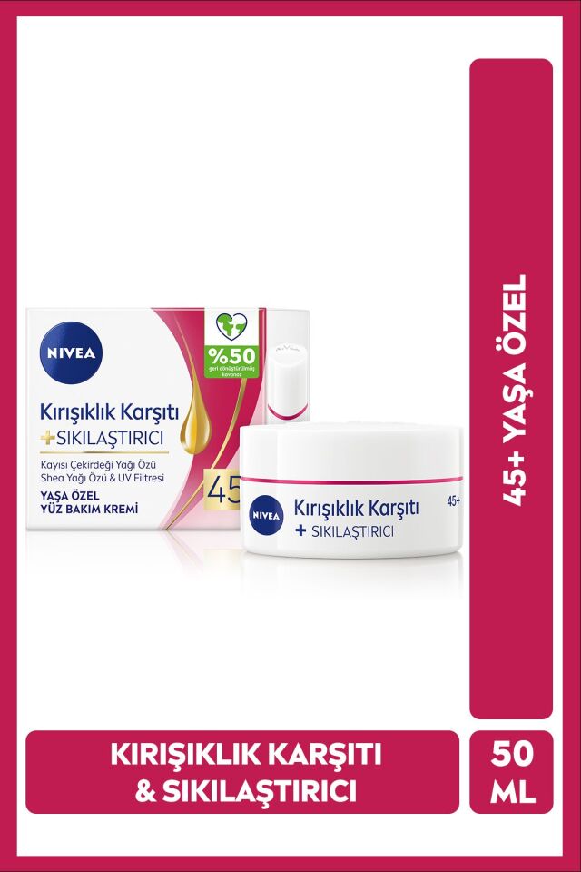 Yaşa Özel Kırışıklık Karşıtı Yüz Bakım Kremi 50ml, Sıkılaştırıcı, Kaz Ayağı Kırışıklığı Giderici