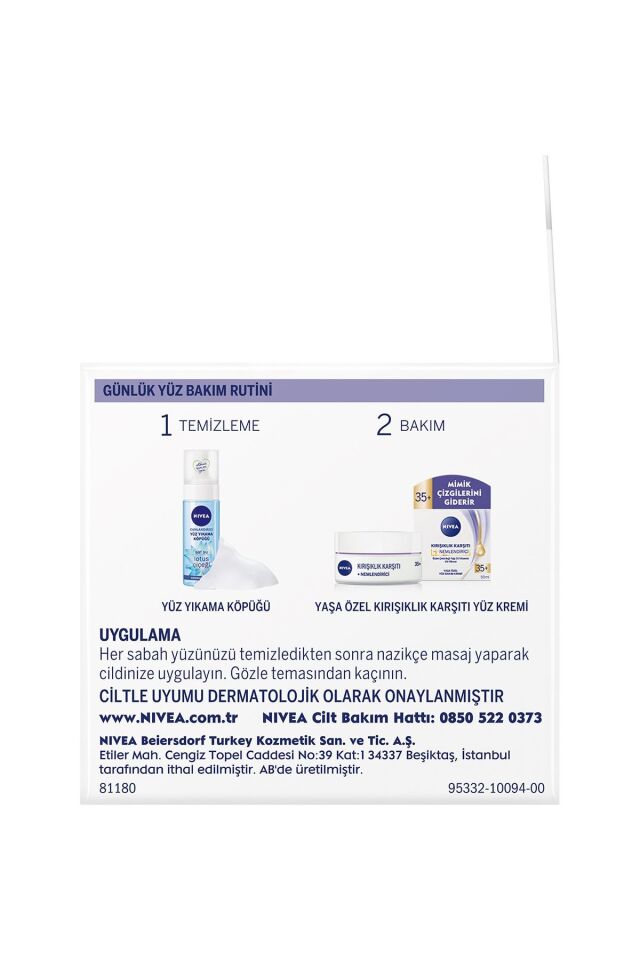 Kırışıklık Karşıtı Nemlendirici Yaş 35 Yaşa Özel Yüz Bakım Kremi 50ml