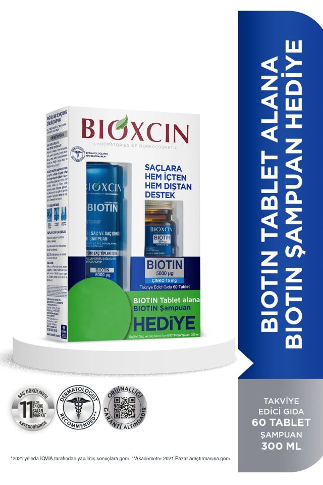 Biotin 5000 Mcg 60 Tablet Biotin Şampuan 300 ml Kofre