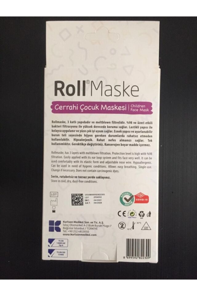 Maske Cerrahi Kız Çocuk Maskesi 10 Luk Paket