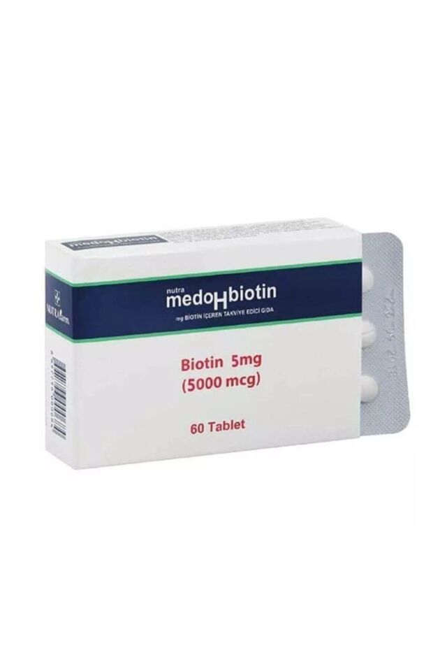 Medohbiotin 5 Mg 60 Tablet (Saç, Cilt ve Tırnak Güçlendirici Vitamin) Biotin Gıda Takviyesi