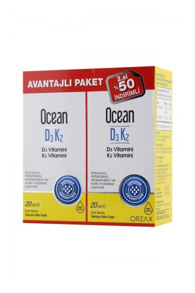 Ocean D3k2 Damla 20 Ml X 2 Adet Avantajlı Paket