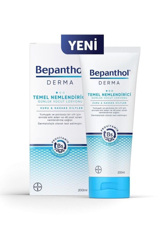 Temel Nemlendirici Günlük Vücut Bakım Losyonu 200ml Kuru, Hassas Ciltler, Günlük Yoğun Nemlendirici
