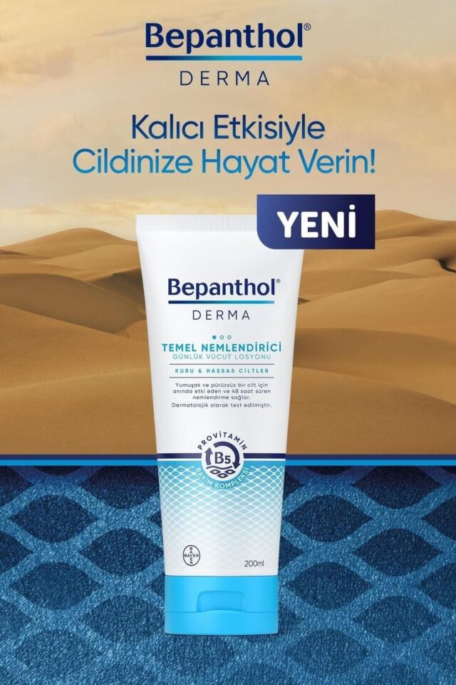 Temel Nemlendirici Günlük Vücut Bakım Losyonu 200ml Kuru, Hassas Ciltler, Günlük Yoğun Nemlendirici