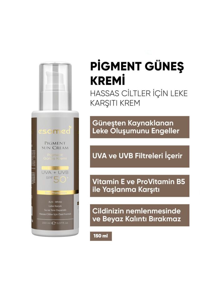 ESOMED  Hassas Ciltler Için Yüksek Korumalı Leke Karşıtı Pigment Güneş Kremi Uva Uvb Spf50 150 Ml
