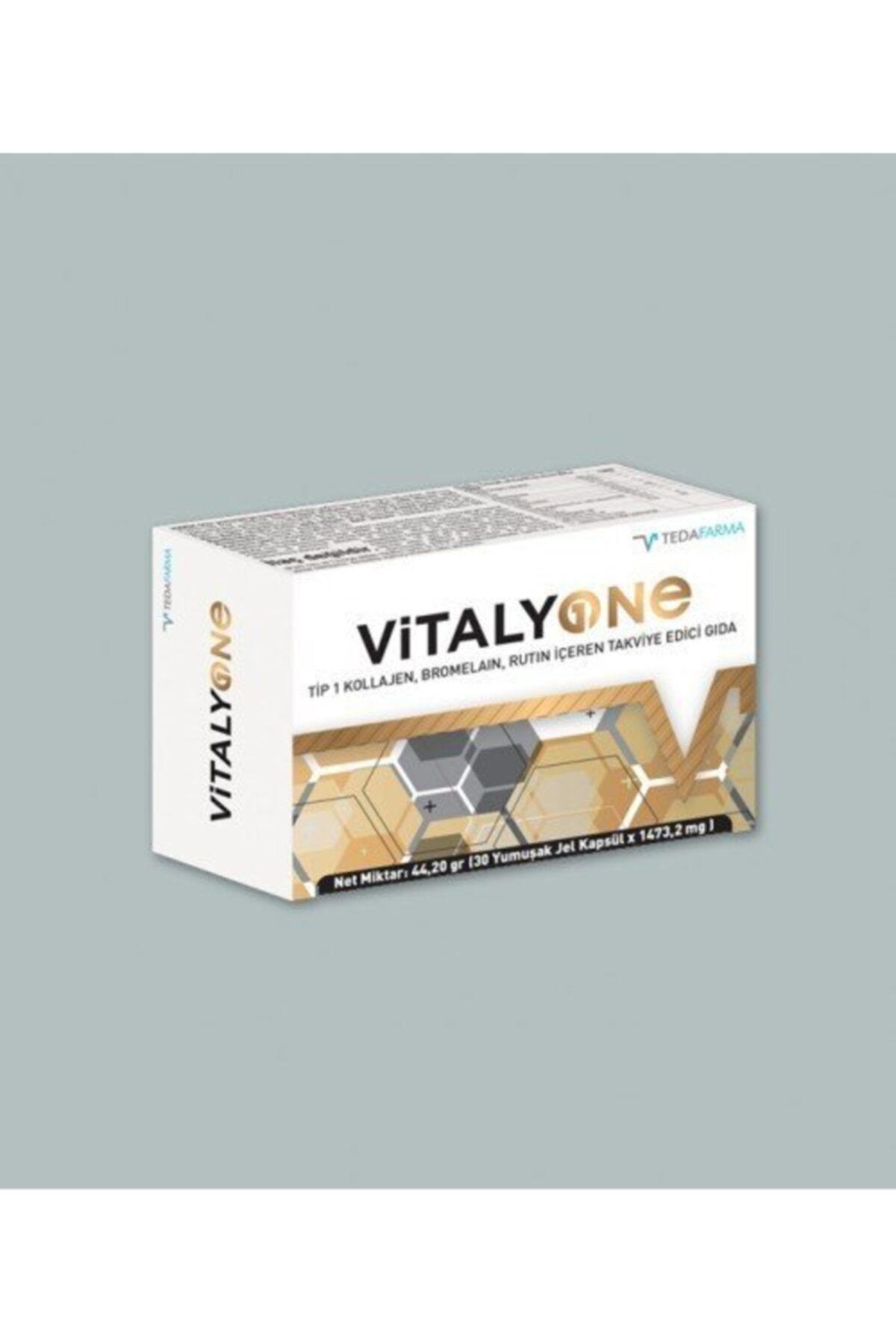 VİTALY ONE Tip 1 Kollajen, Bromelain, Rutin İçeren Takviye Edici Gıda, 30 Soft Jel Kapsül