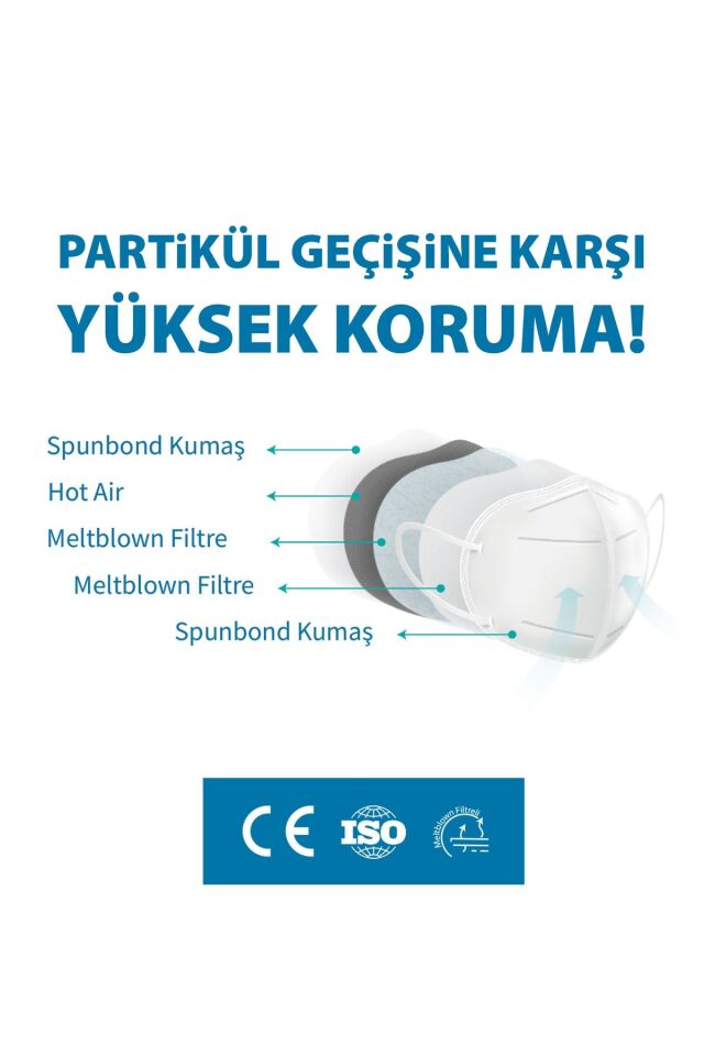 FFP2  Beyaz Maske - 10 Adet (Tekli Paket)
