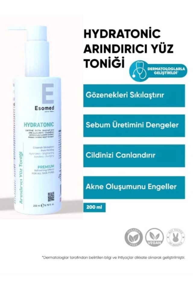 Hydratonic Arındırıcı, Gözenek Sıkılaştırıcı, Yağ Dengeleyici ve Canlandırıcı Yüz Toniği 200 ml