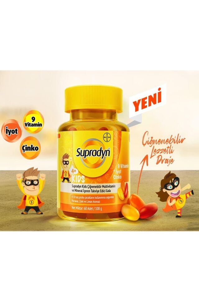 Kids Multivitamin Ve Mineral Içeren Çiğnenebilir 60 Tablet 2 Adet