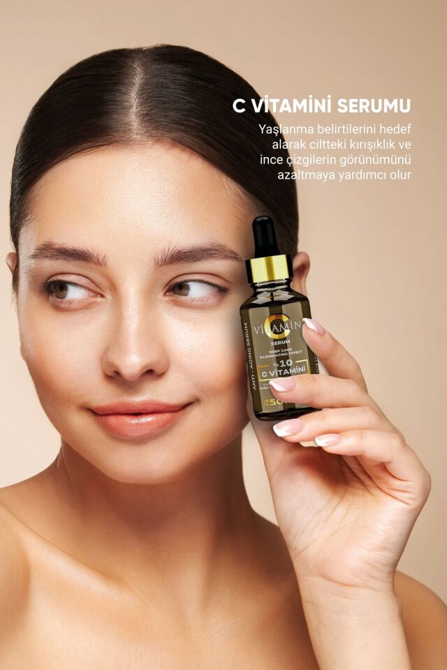 Kırışıklık Karşıtı C Vitamini Serum C VİT %10, SQUALENE, E VİT, SALİSİLİK ASİT, FERULİK ASİT %0,50