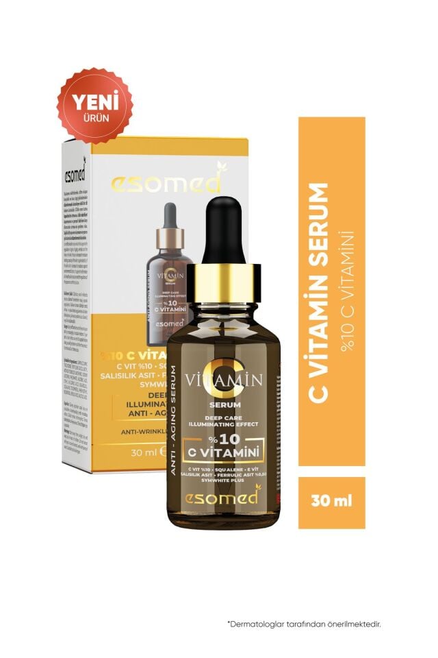 Kırışıklık Karşıtı C Vitamini Serum C VİT %10, SQUALENE, E VİT, SALİSİLİK ASİT, FERULİK ASİT %0,50