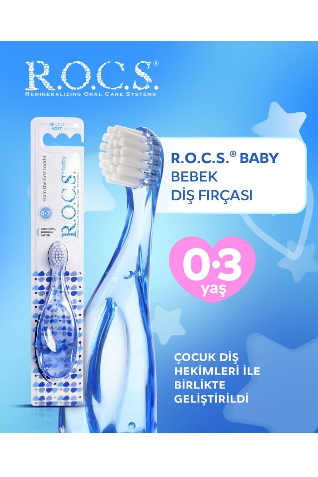 Rocs Baby 0-3 Yaş Bebek Diş Fırçası - Mavi