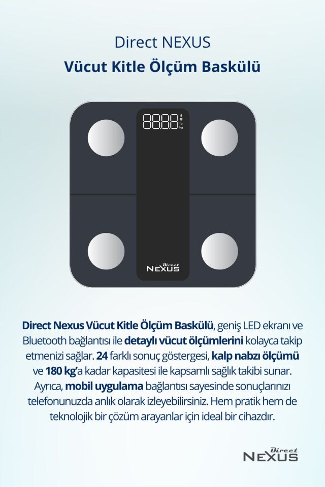Vücut Kitle Indeksi Ölçüm Baskülü Dijital Lcd Ekranlı Akıllı Telefon Bağlantılı Ve Hassas Ölçüm