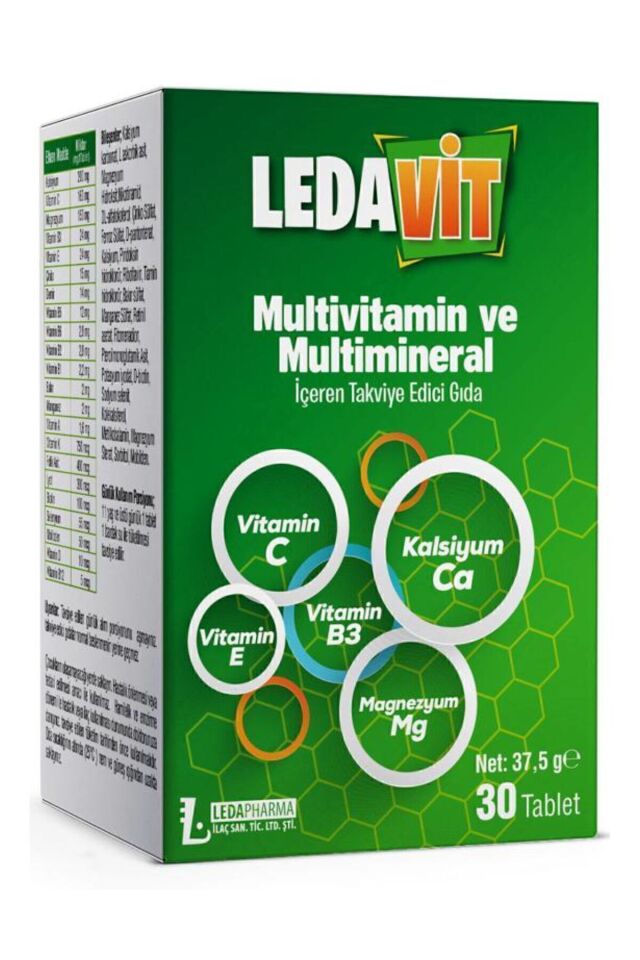 Multivitamin Mineral 30 Tablet (KALSİYUM MAGNEZYUM ÇİNKO DEMİR VB.)