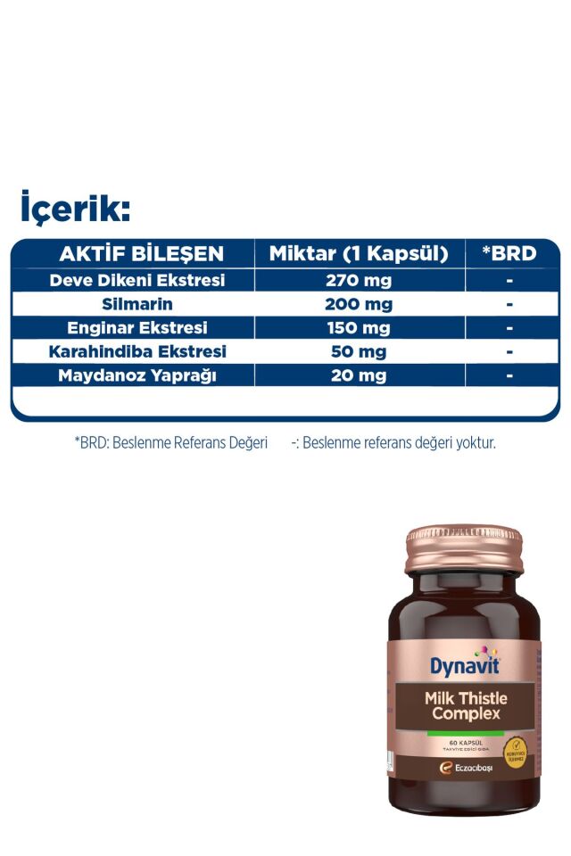 Milk Thistle Complex 60 Kapsül - Deve Dikeni Tohum Ekstresi, Enginar, Karahindiba, Maydanoz