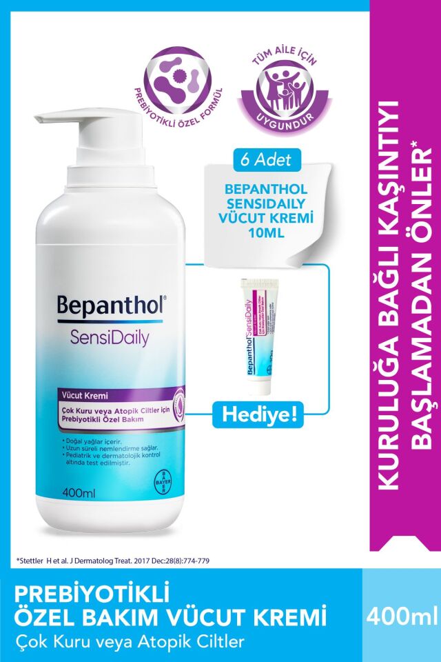 Sensidaily Günlük Yoğun Nemlendirici Vücut Bakım Kremi  400 ml 6 Adet Seyahat Boy 10 gr Hediyeli