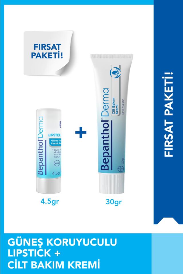 Cilt Kremi 30 gr Spf 30 Günlük Yoğun Nemlendirici Lipstik Dudak Kremi 4,5g - Günlük Yüz, Vücut Bakım