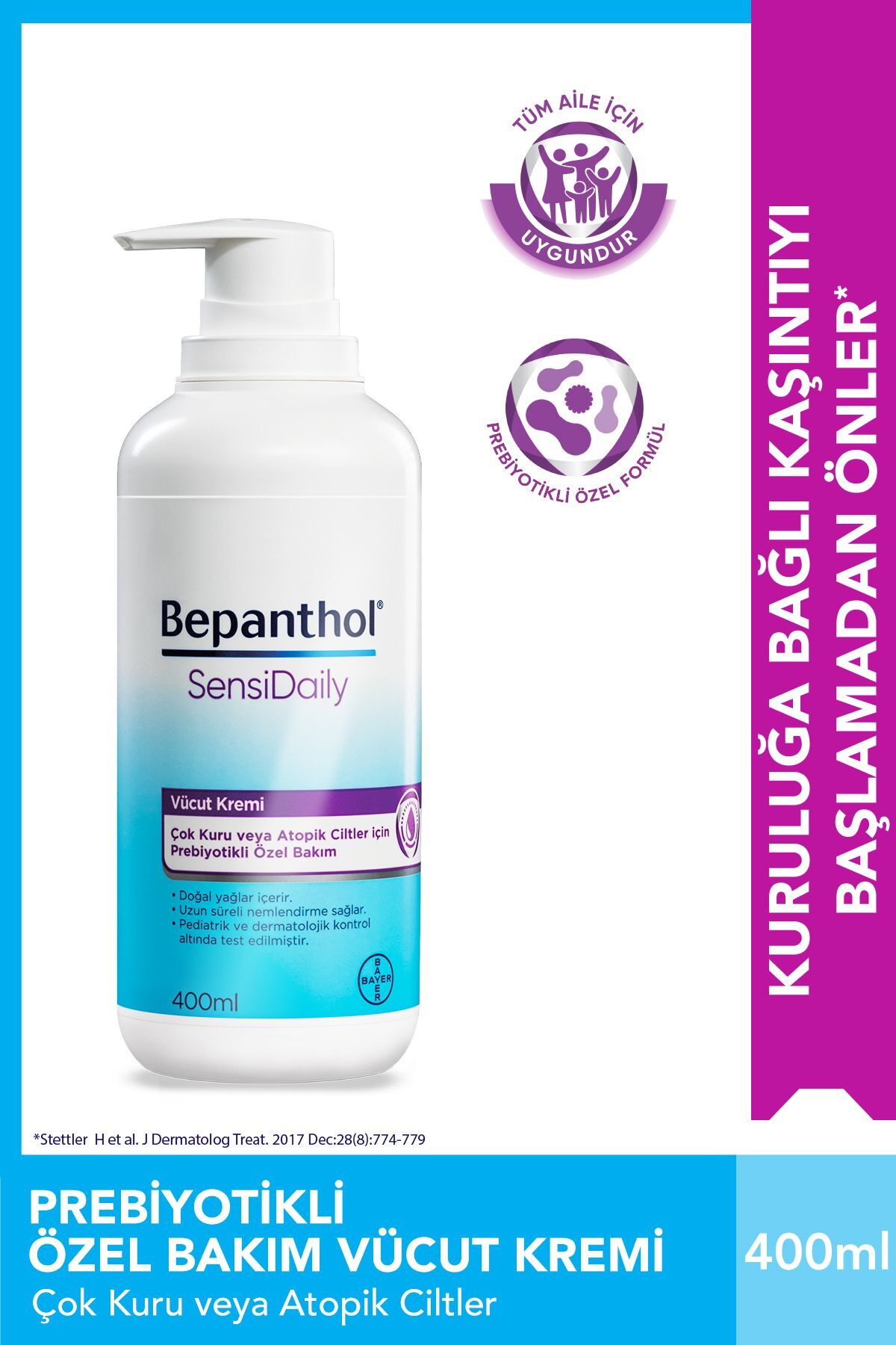 Sensidaily Pompalı Günlük Vücut Bakım Kremi 400ml Çok Kuru Atopik Ciltler, Günlük Yoğun Nemlendirici
