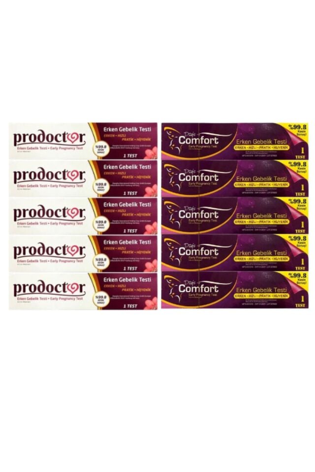 Direkt Eczaneden Erken Gebelik Testi Prodoctor 5adet + Days Comfort 5adet %99.8 Kesin Sonuç