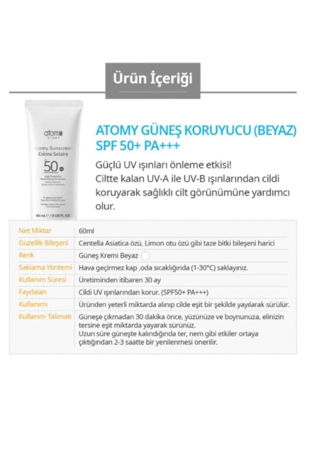 SUNSCREEN SPF50+ PA+++ (BEYAZ) GÜNEŞ KORUYUCU KREM 60ML