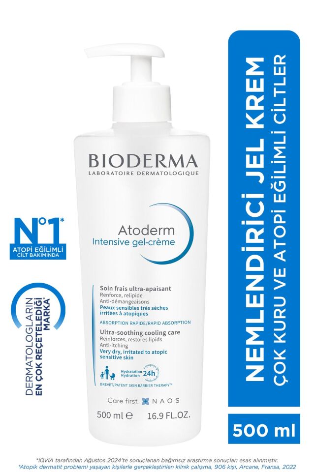 Atoderm Intensive Gel-Cream Çok Kuru Atopi Eğilimli Cilt Yatıştırıcı Jel Krem Niasinamid 500 ml