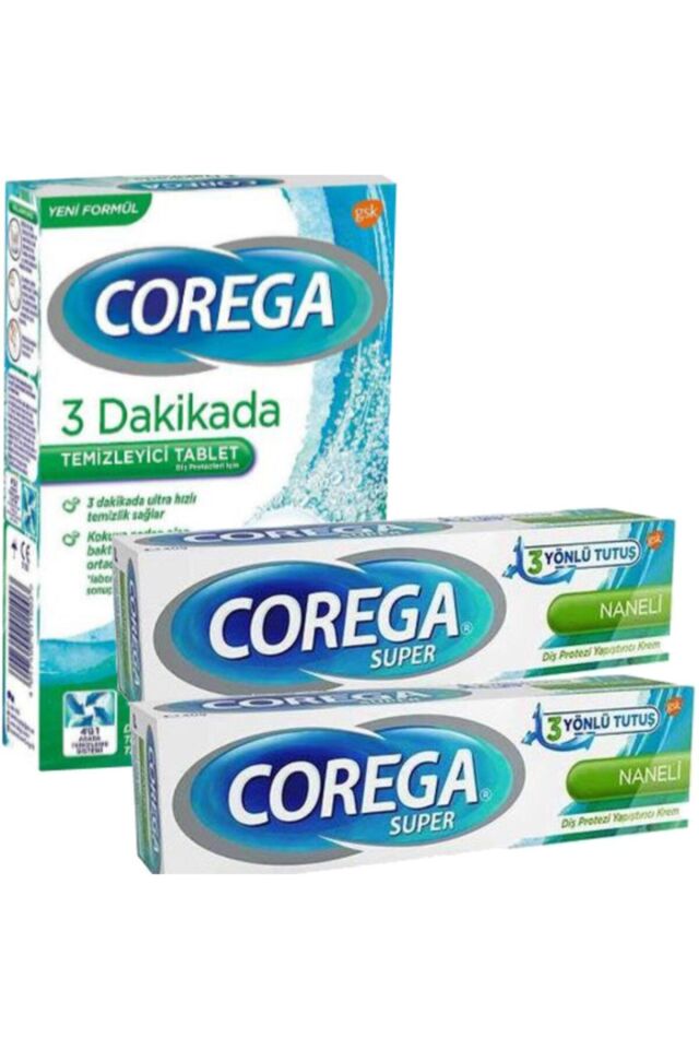 Diş Protezi Temizleyici Tablet 30 Adet + Krem Naneli 40 Gr X 2 Adet