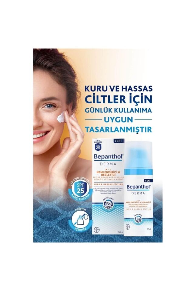 Derma Nemlendirici & Besleyici Spf 25 Güneş Koruyuculu Günlük Yüz Bakım Kremi 50 Ml