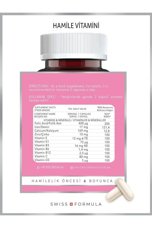 Mother Anne ve Hamile Vitamini 60 Kapsül
