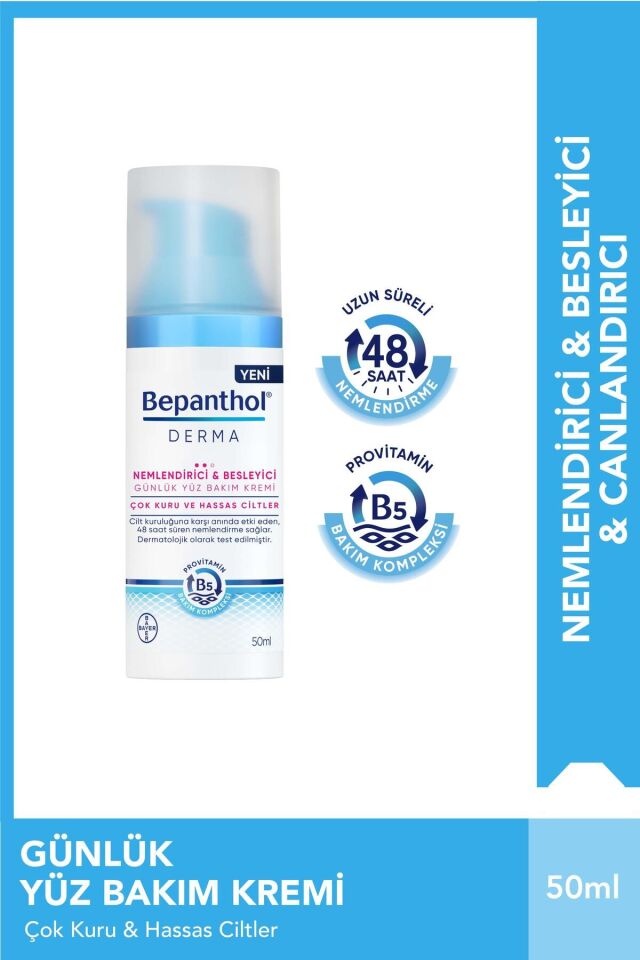 Derma Nemlendirici & Besleyici Günlük Yüz Bakım Kremi 50ml - Günlük Yoğun Nemlendirici