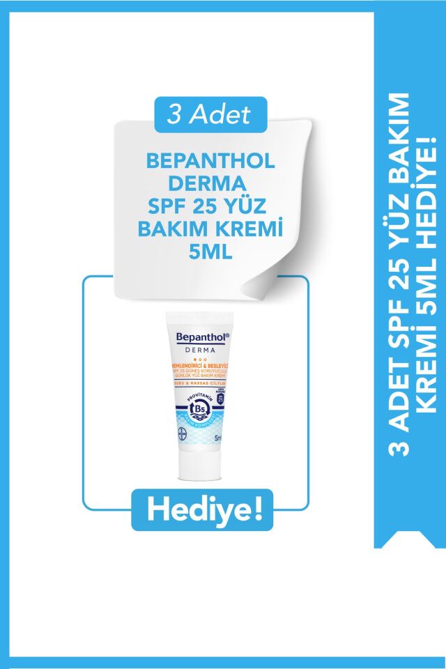 Derma Günlük Yüz Bakım Kremi 3 Adet Derma Spf 25 Yüz Bakım Kremi 5ml Hediyeli