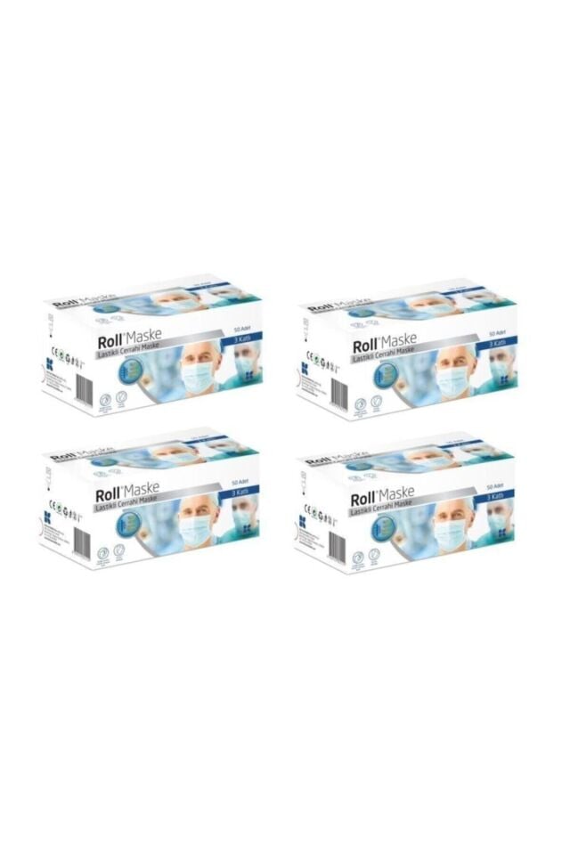 Cerrahi Maske 3 Katlı Tekli Zarf 50li 4 Paket 200 Adet