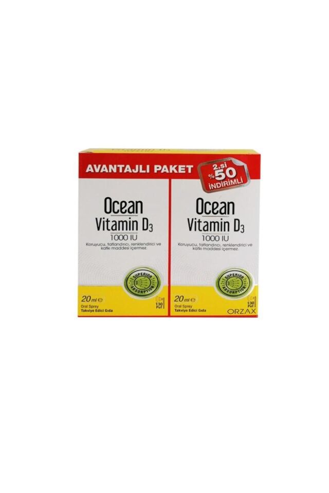 Vitamin D3 1000 Iu 20 Ml Sprey 2'li Avantajlı Paket