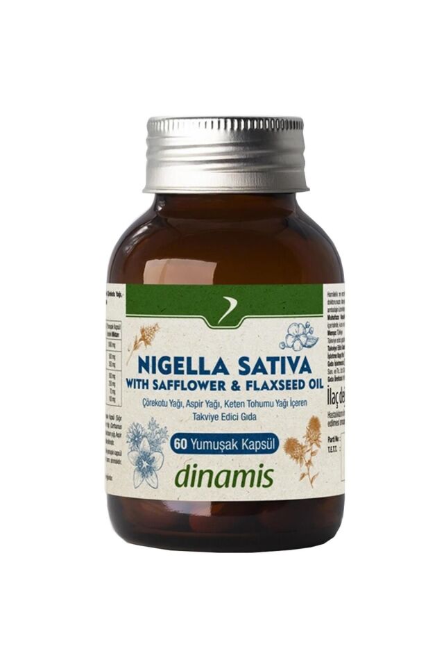 Dinamis Nigella Sativa Çörekotu Yağı Aspir Yağı Ve Keten Tohumu Yağı 60 Kapsül
