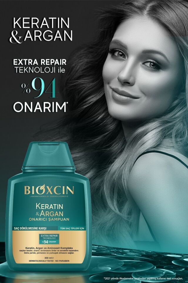 Keratin & Argan Onarıcı Şampuan 300ml + Kertin Argan Sıvı Saç Bakım Kremi