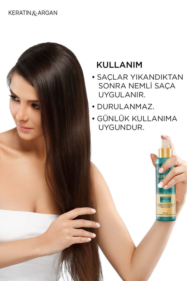 Keratin & Argan Onarıcı Şampuan 300ml + Kertin Argan Sıvı Saç Bakım Kremi