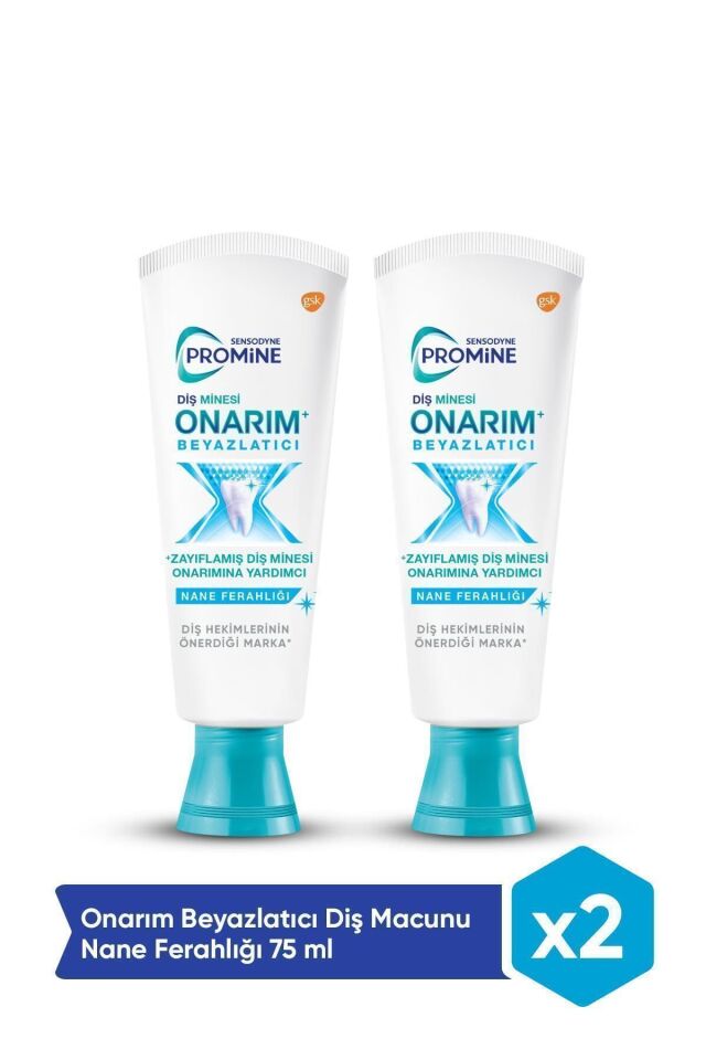 Promine Diş Minesi Onarım Beyazlatıcı Diş Macunu Nane Ferahlığı 75 ml 2 Adet