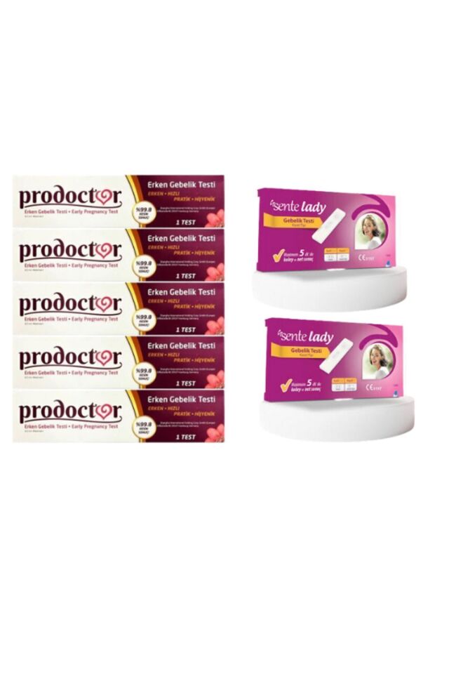 Direkt Eczaneden Prodoctor Erken Gebelik testi 5 adet + Sente Lady Normal Gebelik testi 2 adet